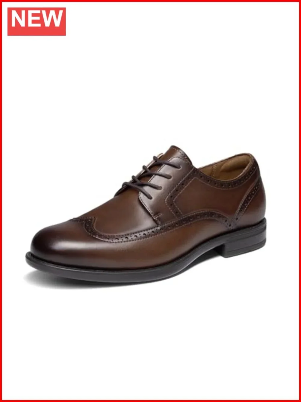 Men's Brogue Wingtip Oxfords Full Grain Leather Dress Shoes Flexible Forefoot